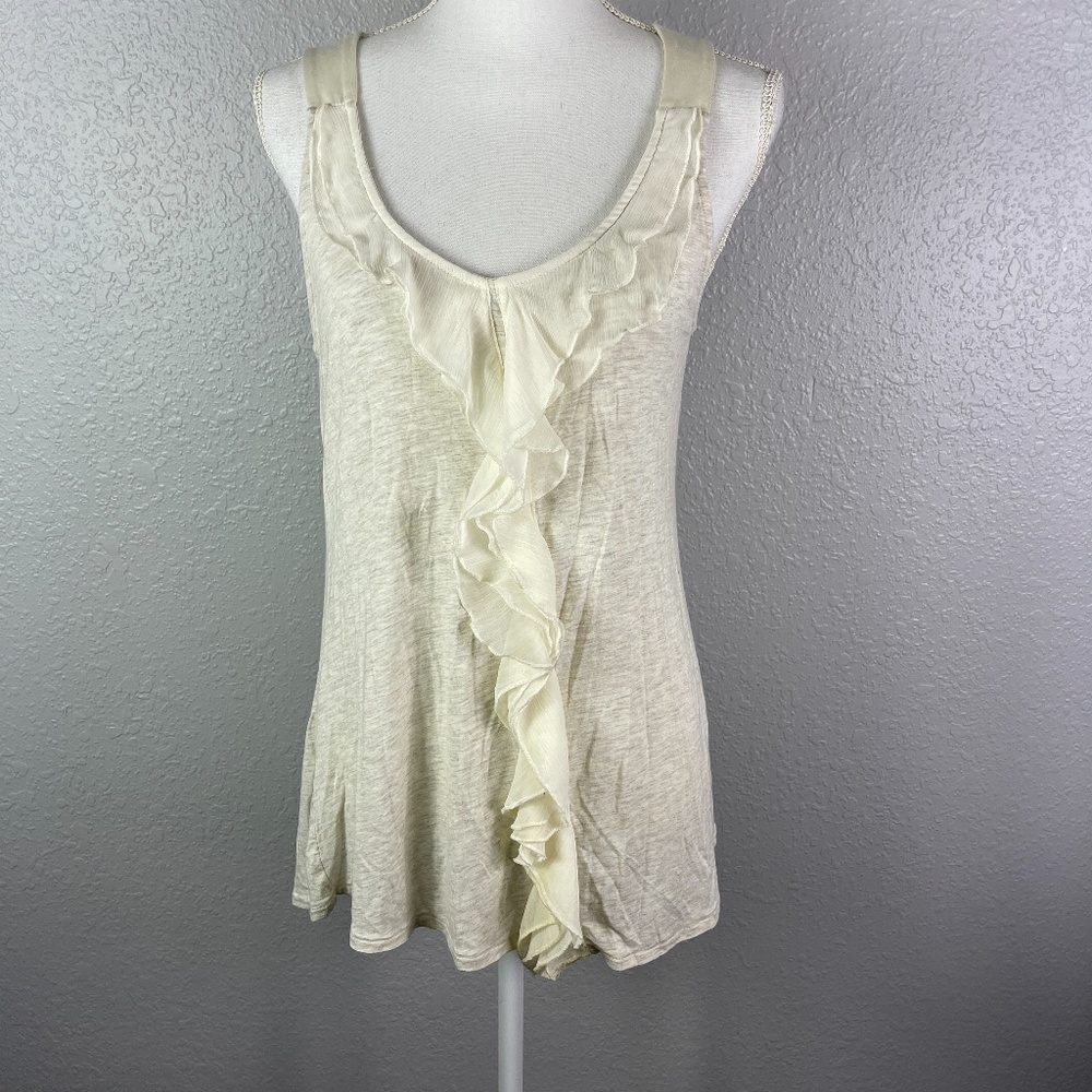 Women's Kenar - off white  tank top with ruffle detail size Larg